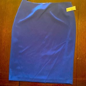 Cobalt blue slim skirt with back vent, back hidden zipper